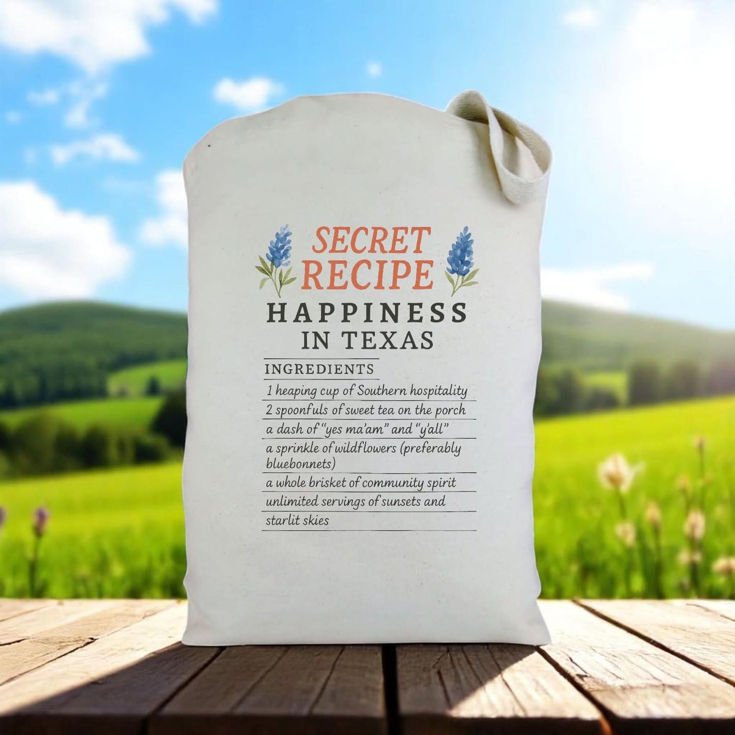 Create your own Secret Recipe for Happiness in Texas Gift Tote