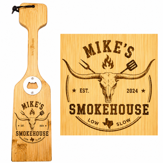 The Texas Smokehouse Custom Engraved Bamboo Scraper