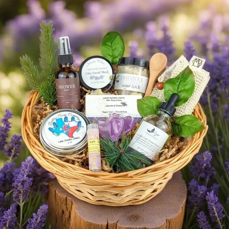 lavender plant gift basket Hill Country Harmony Self-Care Basket