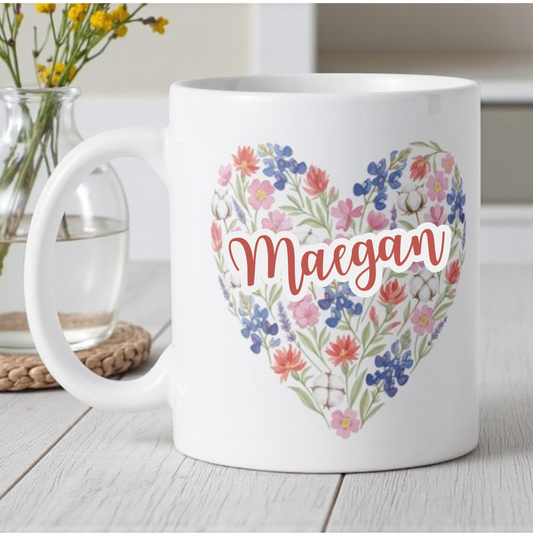 Personalized Heart of Texas Blooms 15oz Mug