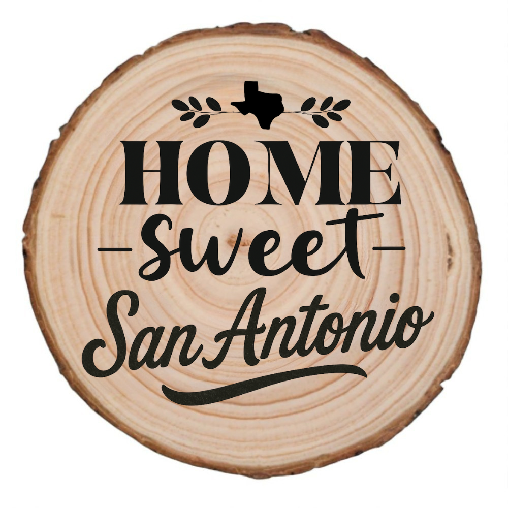 Home Sweet San Antonio Wood Slice Coaste