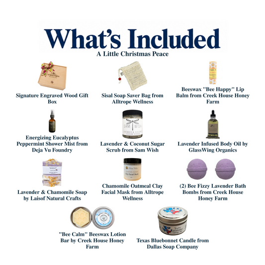 What's included in A Little Christmas Peace: each included item individually labeled.