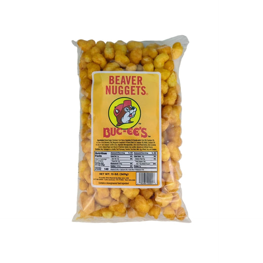 13 oz bag of Buc-ee's Beaver Nuggets for a custom Texas gift, a sweet and crunchy puffed corn snack