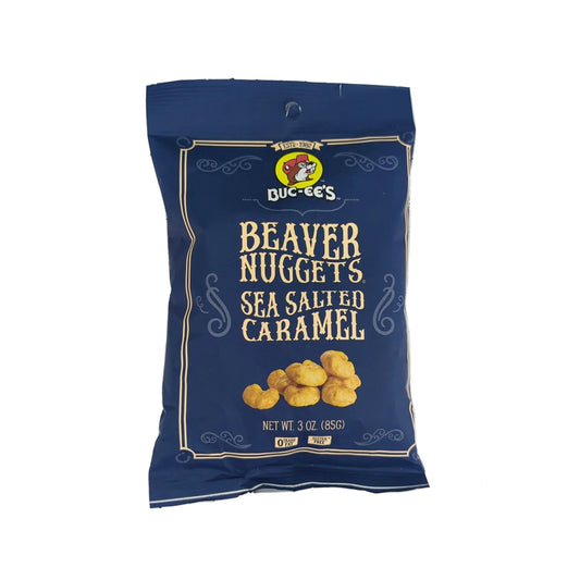 a package of bucees beaver nuggets sea salted caramel 3oz