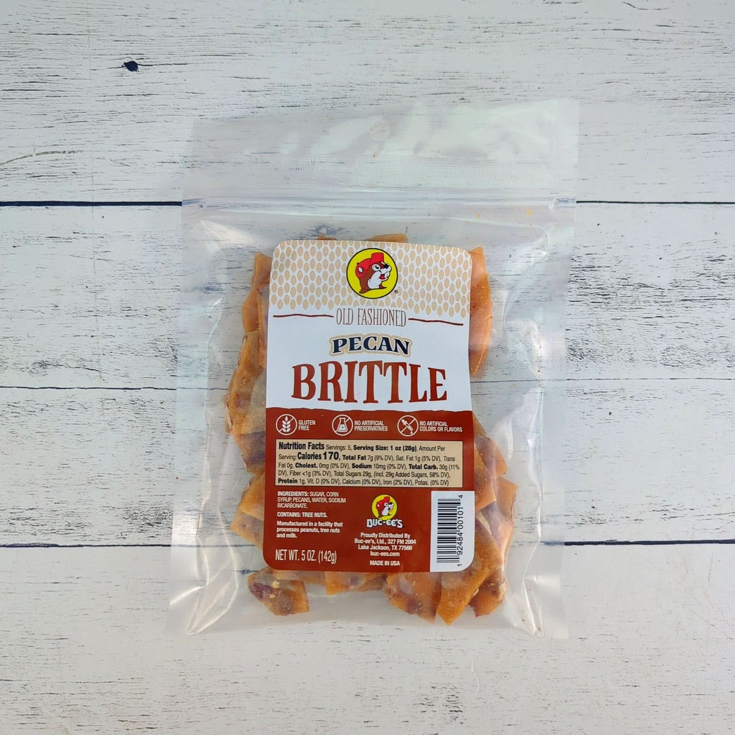 a package of bucees old fashioned pecan brittle