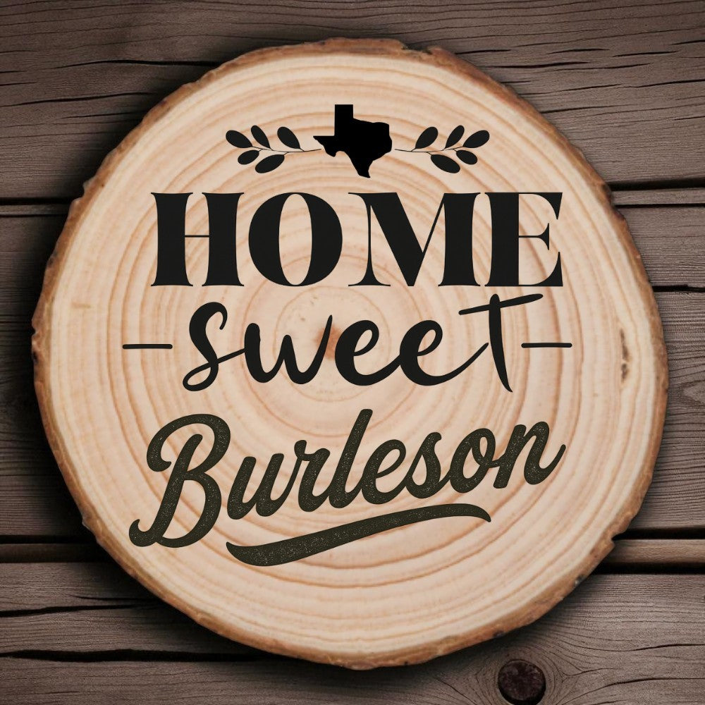 Home Sweet Burleson Wood Slice Coaster