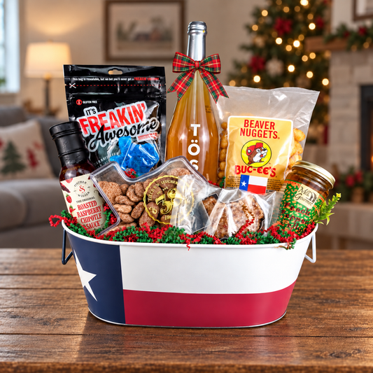 Cheers to a Texas Christmas — Christmas ribbon and red-and-green shred