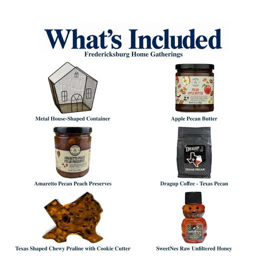 What's included in Fredericksburg Home Gatherings: each included item individually labeled.