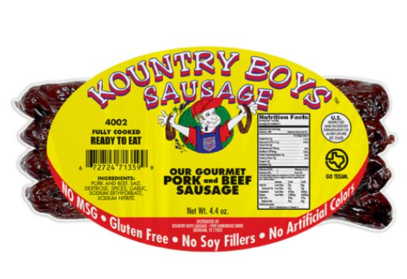 a 4.4oz package of kountry boys pork & beef dried sausage