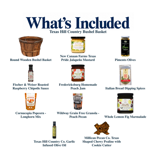 What's included in Texas Hill Country Bushel Basket: each included item individually labeled.