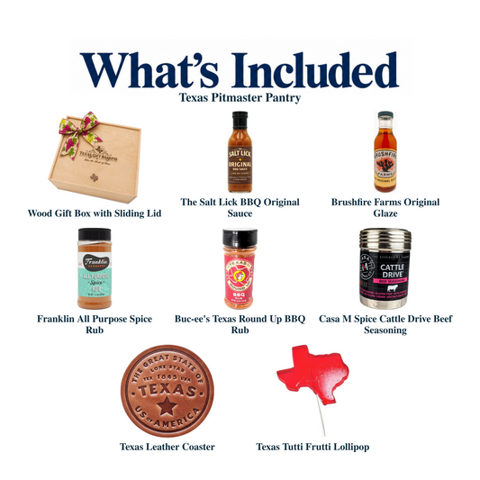 What's included in Texas Pitmaster Pantry: each included item individually labeled.