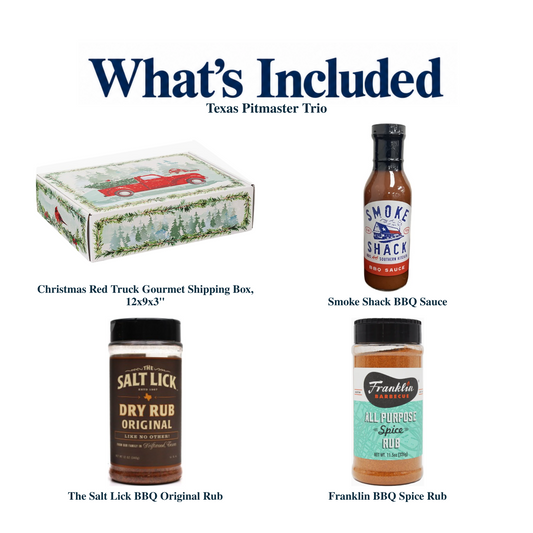 What's included in Texas Pitmaster Trio: each included item individually labeled.