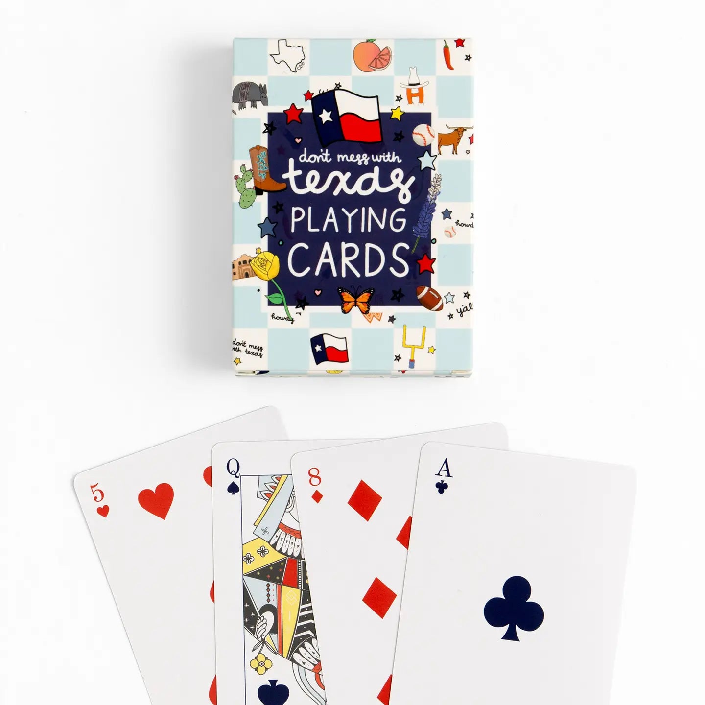 Texas Western checkerboard deck of playing cards with a western-inspired design displayed on the Texas Gift Baskets storefront