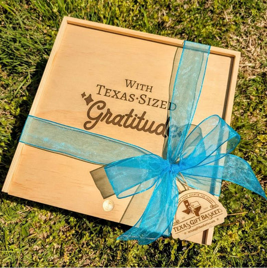"With Texas-Sized Gratitude" Wood Gift Box