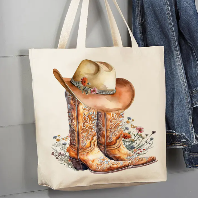 Flowers Canvas Tote Boots
