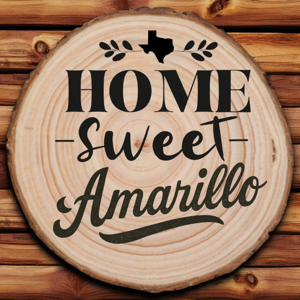 Home Sweet Amarillo Wood Slice Coaster