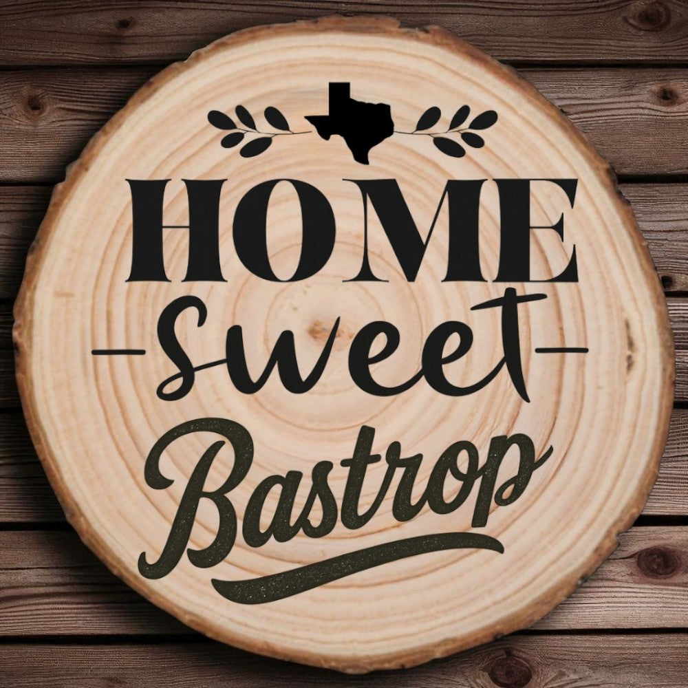 Home Sweet Bastrop Wood Slice Coaster