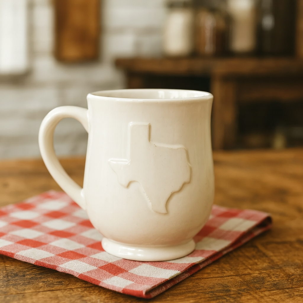Texas Embossed 18oz White Coffee Mug