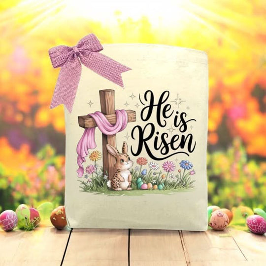 Create your Own He Is Risen Easter Bunny Gift Tote