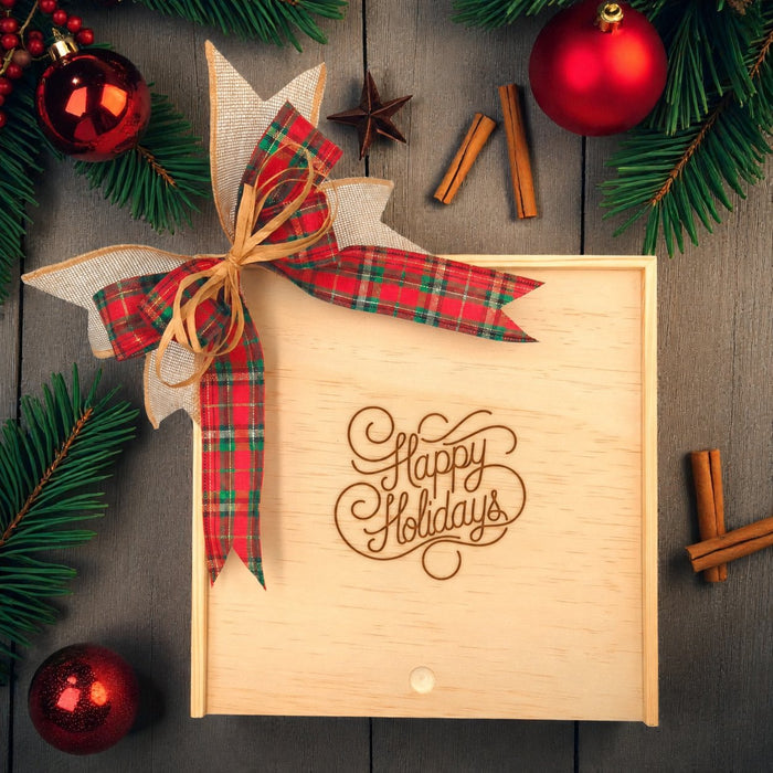 Happy Holidays Wooden Gift Box