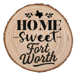 Custom Texas City Engraved Wood Slice Coaster