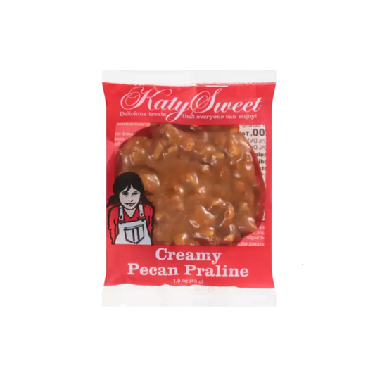 A package of Katy Sweet Creamy Pecan Praline, available for use in a Texas-inspired custom or finished gift 