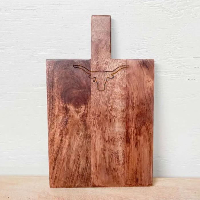 Longhorn Engraved Serving Board Dark Natural 8x13