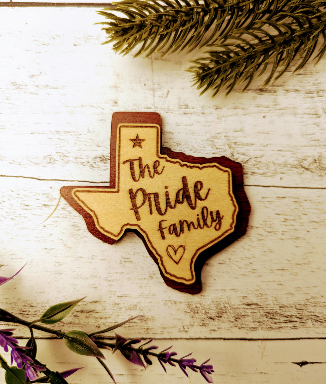 Custom Engraved 3"x3" Texas Magnet w/Family Name