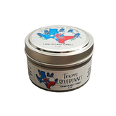 a Texas Bluebonnet Hand Poured Candle on white background