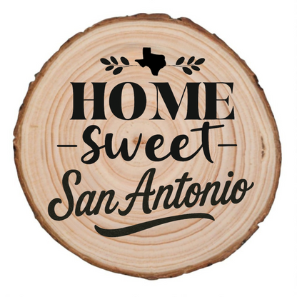 Home Sweet San Antonio Wood Slice Coaste