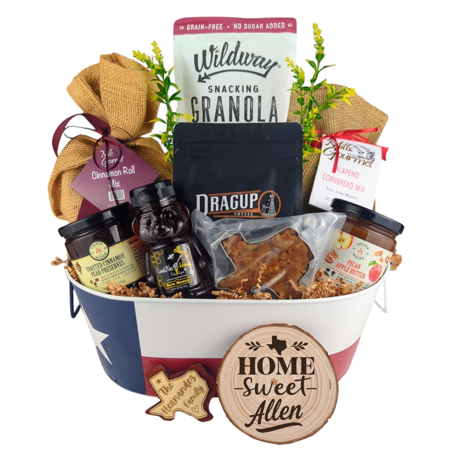 Allen Home Breakfast Basket on a plain