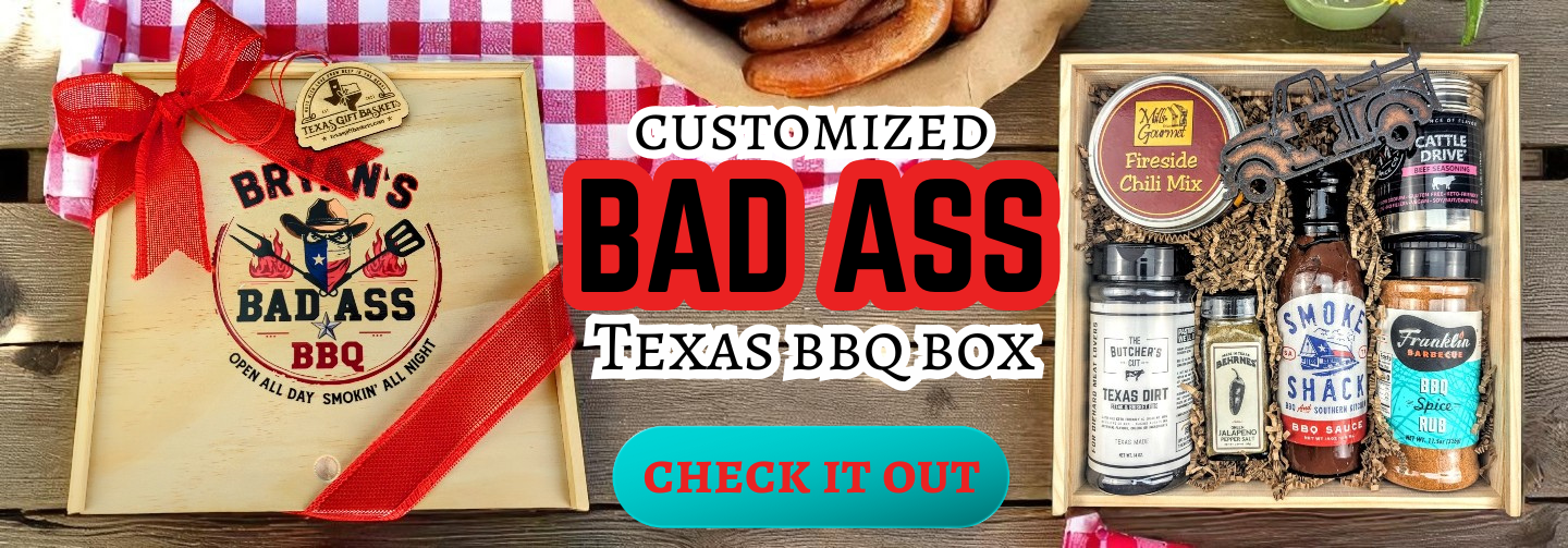 Customized 'Bad Ass Texas BBQ Box' with various items
