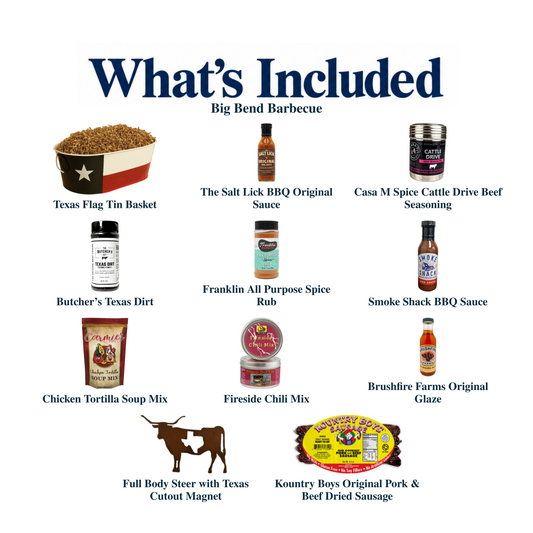 What's included in Big Bend Barbecue: each included item individually labeled.