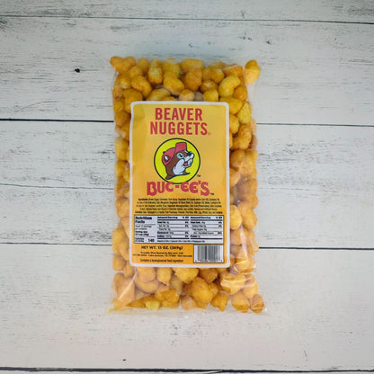 13 oz bag of Buc-ee's Beaver Nuggets for a custom Texas gift, a sweet and crunchy puffed corn snack