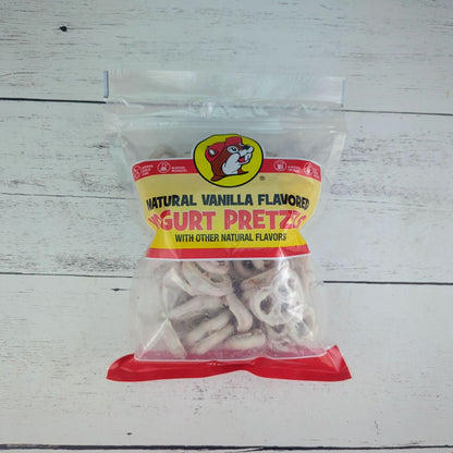 a package of bucees yogurt pretzels
