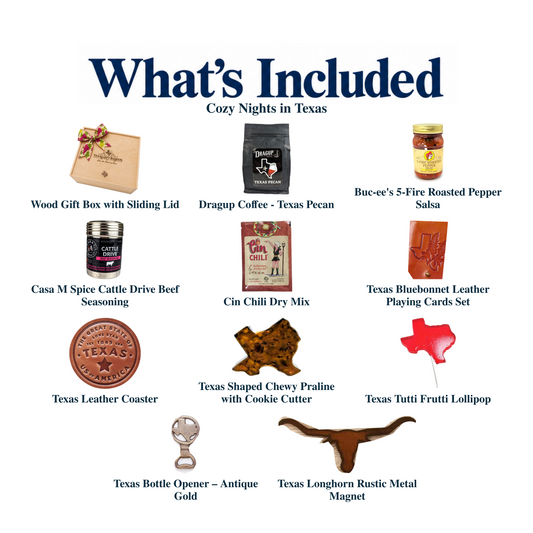 What's included in Cozy Nights in Texas: each included item individually labeled.