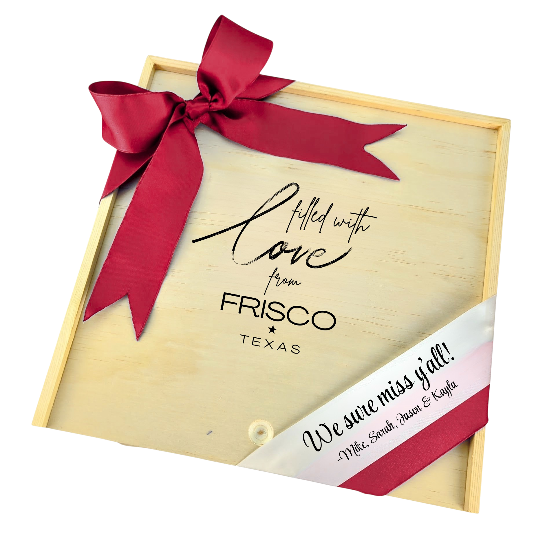 Filled With Love from Frisco wooden gift box with Texas-inspired design, perfect for gifting or keepsakes.