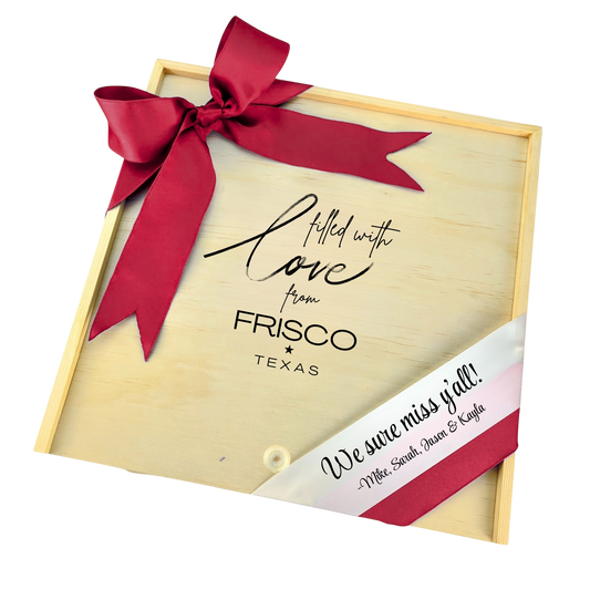 Filled With Love from Frisco wooden gift box with Texas-inspired design, perfect for gifting or keepsakes.