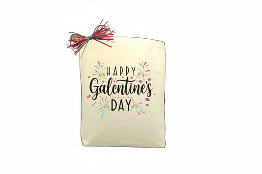 Happy Galentine’s Day canvas tote featuring playful typography and festive celebratory details, perfect for thoughtful Texas gifts and everyday use.