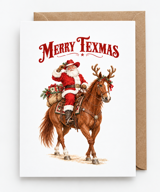 Merry Texmas — Cowboy Santa Greeting Card