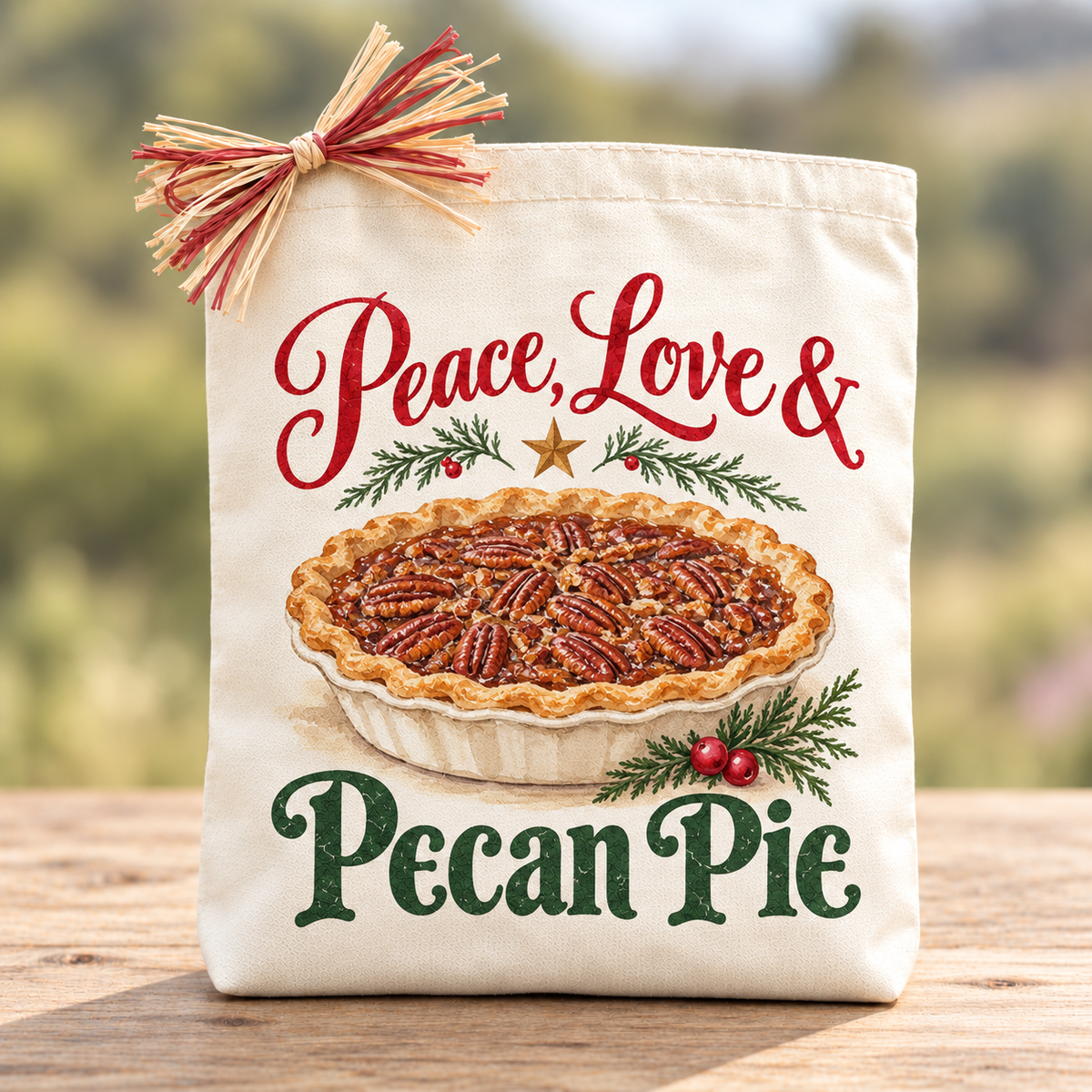 Create Your Own Peace, Love & Pecan Pie Christmas Gift Tote