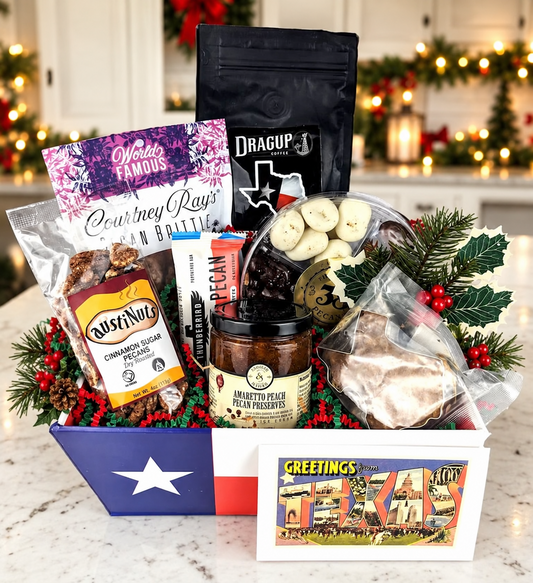 Pecan Passion Christmas in Texas flag tray — approved holiday photo
