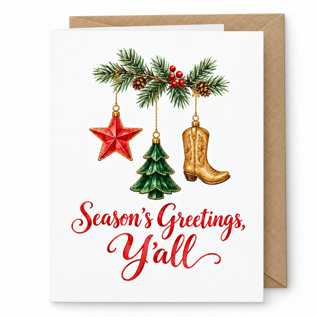 Season’s Greetings, Y’all — Western Ornaments Greeting Card