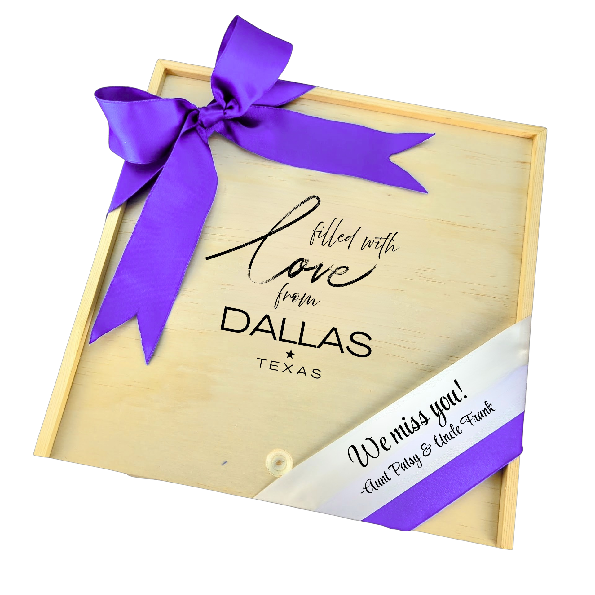 Sent With Love from Dallas wooden gift box with Texas-inspired city design, perfect for gifting or keepsakes.