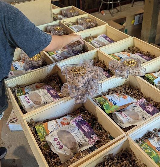 Corporate gifts being assembled by hand in the Weatherford shop