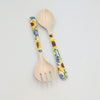 Sunflower & Bluebonnets Floral Flower Utensil Serving Set