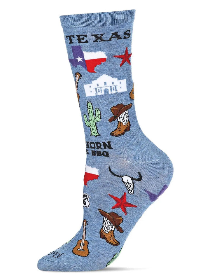 Texas Bamboo Blend Crew Sock - Denim Heather