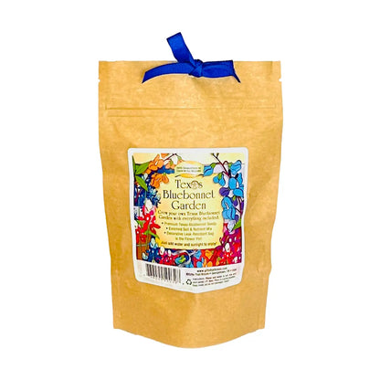 Texas Bluebonnet Garden Grobag with seeds and growing medium displayed as a Texas-themed gardening gift on the Texas Gift Baskets storefront