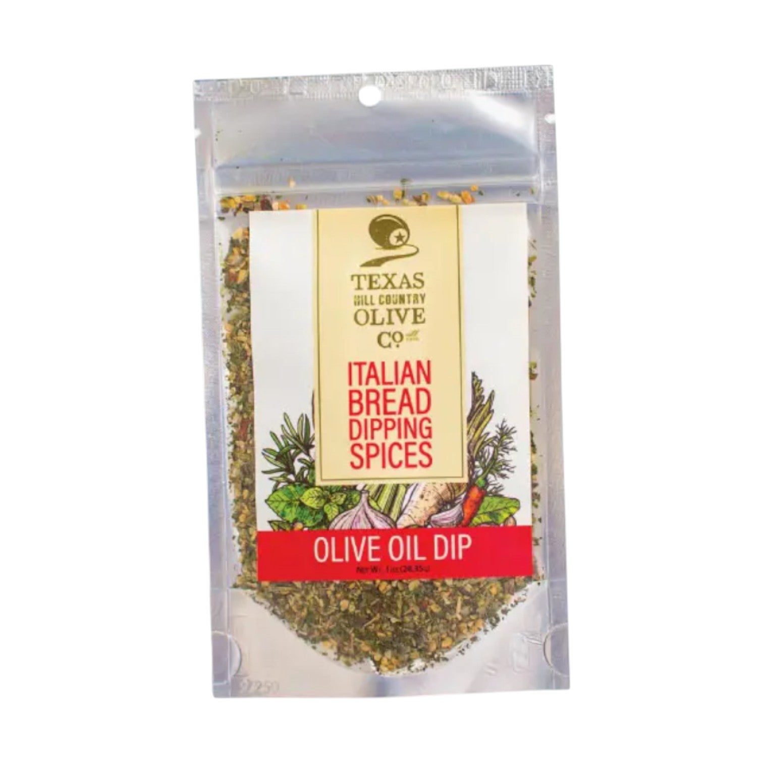 Packet of Texas Hill Country Olive Co. Italian bread dipping spices for olive oil dip