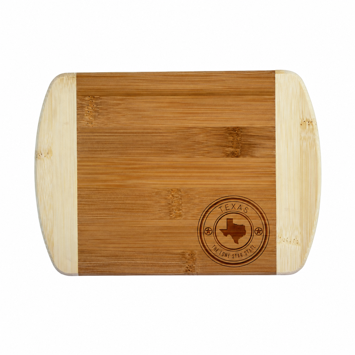 Texas State Stamp 8-inch small bamboo cutting board centered with white space